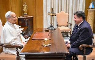 The Vatican did not release any details about what was discussed during the Nov. 19, 2025, meeting Pope Leo XIV held with Illinois Gov. JB Pritzker. Credit: Photo courtesy of the Office of Gov. JB Pritzker