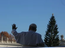 Pope Leo XIV waves to pilgrims gathered in St. Peter’s Square during his Wednesday general audience on Dec. 10, 2025.
