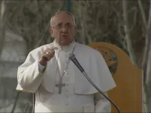 Pope Francis speaks during his March 21 trip to Naples. Screenshot: CTV.