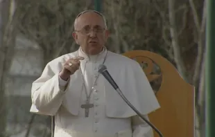 Pope Francis speaks during his March 21 trip to Naples. Screenshot: CTV. 