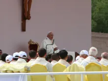Pope Francis celebrates Mass in Mother Teresa Square in Tirana, Albania, Sept. 21. 