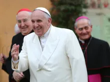 Pope Francis visits Saint Michael the Archangel parish on the outskirts of Rome on Feb. 8, 2015. 