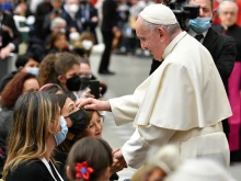 Pope Francis meets with the Seraphic Institute of Assisi on Dec. 13, 2021.