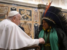 Pope Francis meets with participants of the conference “Indigenous Peoples’ Knowledge and the Sciences,” sponsored by the Pontifical Academies of Sciences and Social Sciences, held at the Vatican from March 14–15, 2024.