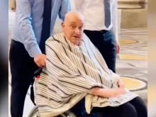 Pope Francis appears at St. Peter’s Basilica absent his usual papal attire on Thursday, April 10, 2025.