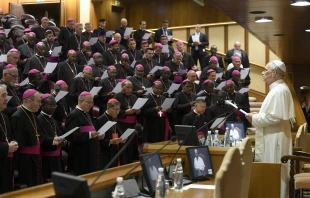 Pope Leo XIV meets with new bishops in Rome on Sept. 11, 2025. Credit: Vatican Media