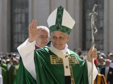 Pope Leo XIV waves to pilgrims gathered for the Mass for the Jubilee of Catechists on Sept. 28, 2025, in St. Peter’s Square at the Vatican.