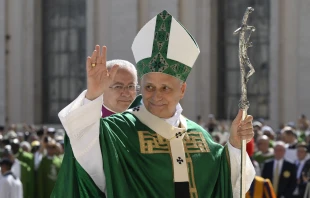 Pope Leo XIV waves to pilgrims gathered for the Mass for the Jubilee of Catechists on Sept. 28, 2025, in St. Peter’s Square at the Vatican. Credit: Vatican Media