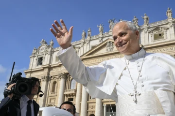 Pope Leo waves