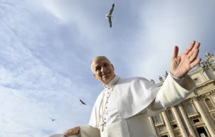 Pope Leo XIV greets pilgrims gathered in St. Peter’s Square on Dec. 20, 2025. Credit: Vatican Media