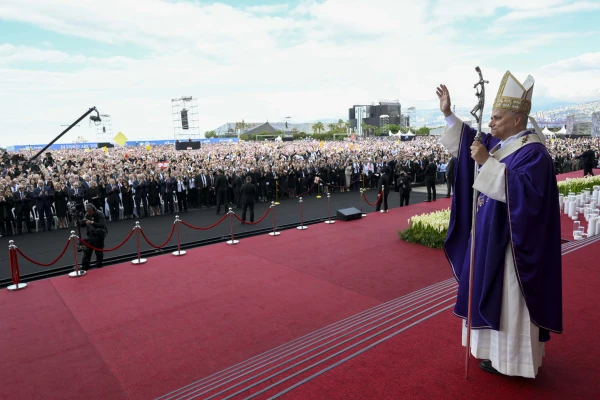 Pope Leo XIV celebrates Mass for an estimated 150,000 people at Beirut's Waterfront in Lebanon, on Dec. 2, 2025. Credit: Vatican Media
