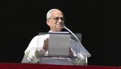 Pope Leo XIV addresses pilgrims gathered in St. Peter’s Square for his Sunday Angelus on Nov. 9, 2025, at the Vatican.