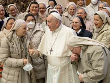 Pope Francis meets religious sisters at a general audience on Jan. 19, 2022.