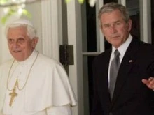 Pope Benedict and President Bush just before their private meeting