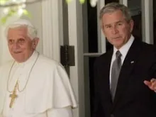 Pope Benedict and President Bush just before their private meeting