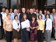 Cardinal Sean O'Malley and Archbishop Jose Gomez with members of CALL in San Antonio