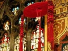 One of the galeros hung from St. Patrick's nave