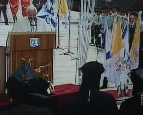 Pope Benedict delivers his speech at the Ben Gurion Airport?w=200&h=150