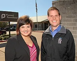 Abby Johnson with Shawn Carney of Coalition for Life outside the Planned Parenthood clinic where she worked.?w=200&h=150