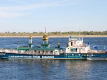 The "Fr. Werenfried" boat carrying the relics of numerous saints. 