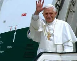 Pope Benedict XVI arrives at the Portela International Airport in Lisbon.?w=200&h=150