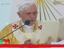 Pope Benedict delivers his homily at the Palace Square.