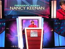 Nancy Keenan speaking on the floor of the DNC on Monday afternoon