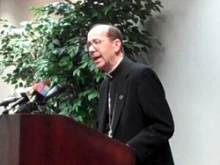 Bishop Thomas Olmsted speaks at a recent press conference in Phoenix.