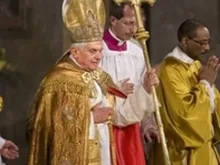 Pope Benedict during Vespers with the US Bishops