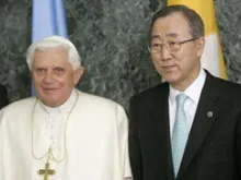 Pope Benedict with the UN Secretary General, Ban Ki-moon
