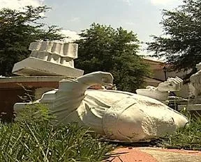 A statue toppled by vandals at St. Joseph's. Photo: News 4?w=200&h=150