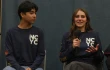 Ezequiel Ponce, a high school senior from Downey, California (left), and Elise Wing, a senior from Waterloo, Iowa (right), speak at a press conference following their digital dialogue with Pope Leo XIV on Nov. 21, 2025.