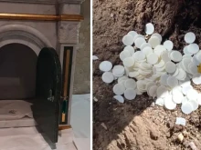 The tabernacle and scattered Hosts in Santiago, Chile.