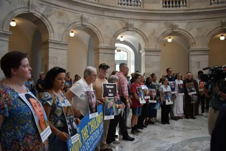 Demonstrators during a "Catholic Day of Action" gather in the Russell Senate building on Capitol Hill, July 18, 2019. ?w=200&h=150