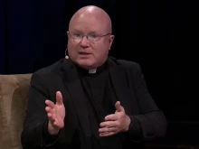 Pontifical Missions Society USA National Director Monsignor Roger Landry speaks during a panel at the 2025 EWTN Family Celebration on Aug. 30, 2025, in Tysons, Virginia.