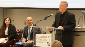 Carmelite Father Craig Morrison speaks on a panel about Jewish-Catholic relations at The Catholic University of America on Nov. 11, 2025.