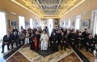 Pope Leo XIV meets with a U.S. ecumenical group led by Cardinal Joseph Tobin and Greek Orthodox Archbishop Elpidophoros of America on July 17, 2025, at the Vatican, encouraging them to “return to the roots of our faith” in their pilgrimage to Italy and Turkey. Credit: Vatican Media