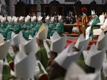 Pope Francis at the Synod on Synodality’s closing Mass in St. Peter’s Basilica on Oct. 29, 2023.