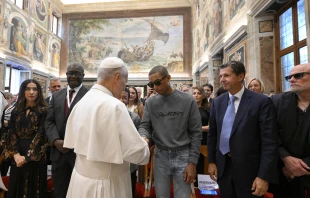 Pope Leo XIV greets participants in the third edition of the World Meeting on Human Fraternity at the Vatican on Sept. 12, 2025. Credit: Vatican Media