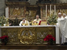 Archbishop Georg Gänswein celebrates a Mass in St. Peter’s Basilica on Dec. 31, 2023, to commemorate the one-year anniversary of the death of Pope Benedict XVI.