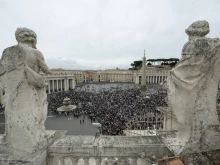 Pilgrims gather in St. Peter's Square for the Angelus on the Solemnity of All Saints, Nov. 1, 2023.