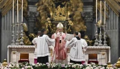 Pope Leo XIV celebrates Mass for the Jubilee of Hope for prisoners in St. Peter's Basilica at the Vatican on December 14, 2025.