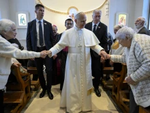 Pope Leo XIV visits a care home for the elderly run by a community of the Little Sisters of the Poor in Istanbul, Turkey, on Nov. 28, 2025.