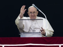 Pope Francis delivers his Angelus address in St. Peter's Square on Jan. 15, 2023.
