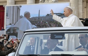 Pope Leo XIV greets pilgrims in St. Peter's Square during a Jubilee audience on Nov. 22, 2025. Credit: Vatican Media.