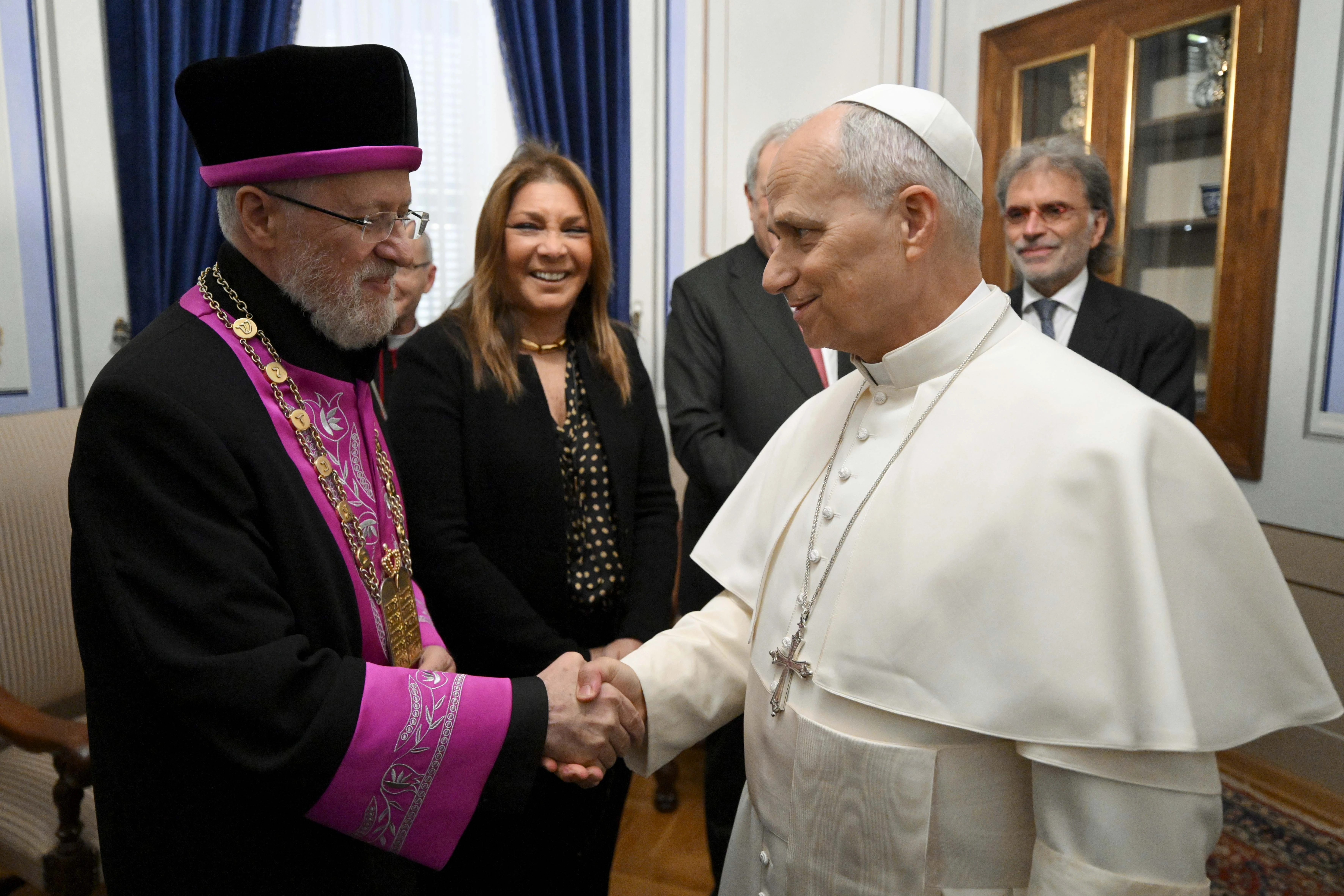 Pope Leo XIV meets Turkey’s Chief Rabbi David Sevi at the Apostolic Delegation in Istanbul, Turkey, on Nov. 28, 2025. | Credit: Vatican Media.