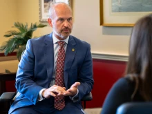 Heritage Foundation President Kevin Roberts during a September 2025  interview with CNA.