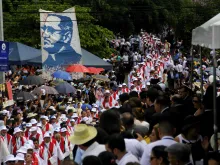 A procession in San Salvador for the beatification Mass of Oscar Romero. 