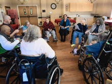 Residents at a senior care home in the Archdiocese of Denver join together to pray the rosary thanks to the ministry of The Rosary Team.