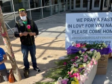Roses gathered by Catholics representing a rosary prayed for House Speaker Nancy Pelosi.